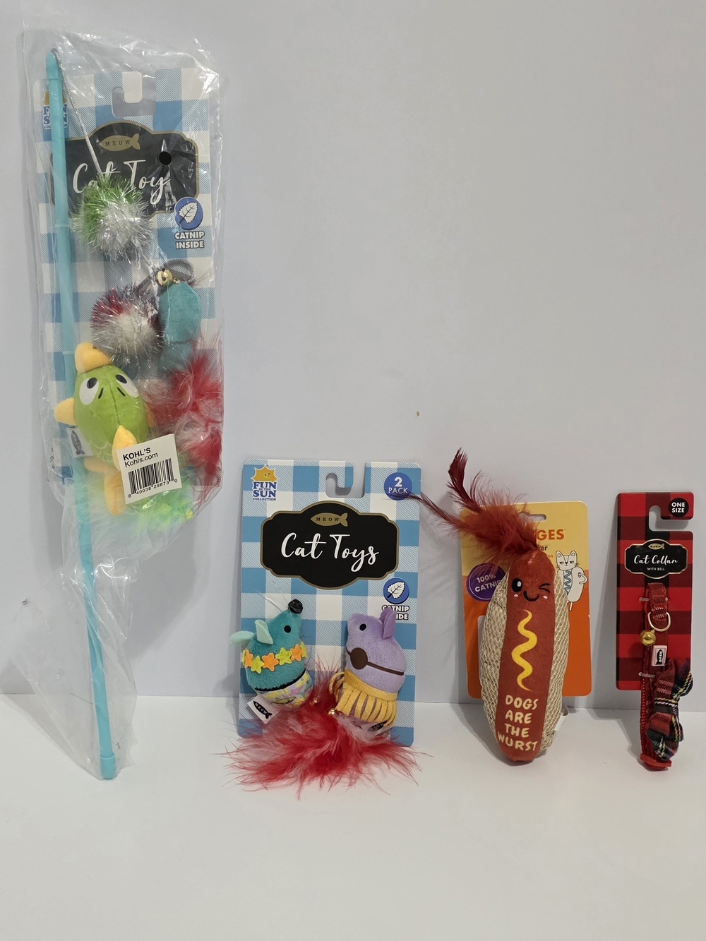 Meow Cat Toy & Accessory Bundle 4 Items Catnip Toys & Collar